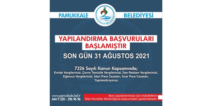 Pamukkale Belediyesi’nden yapılandırma imkanı