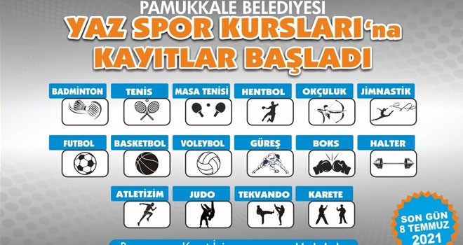 Pamukkale Belediyesi yaz spor kurslarına kayıtlar başladı
